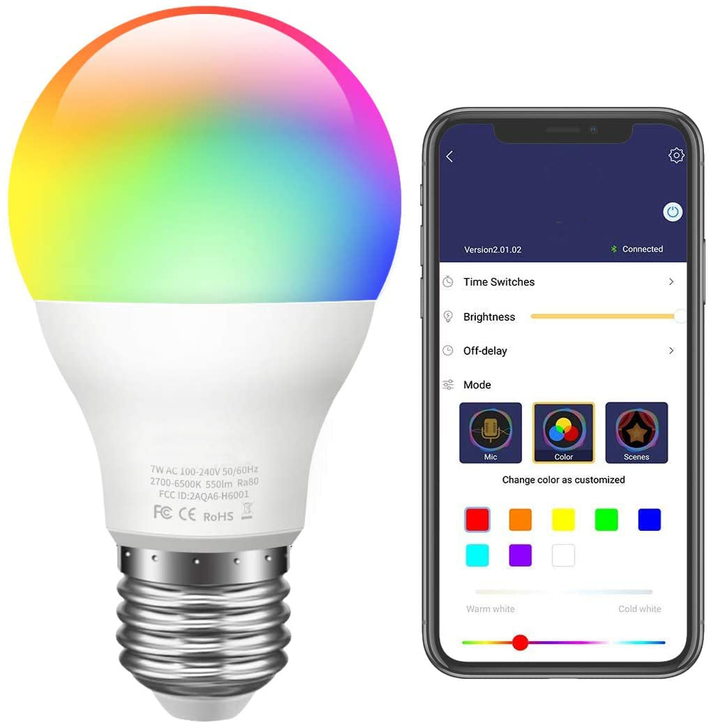 WERSEON LED電球調光可能な音楽同期RGB色変更電球