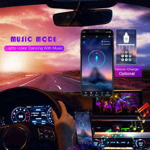 WERSEON W15 カーライトインテリア、BluetoothアプリミュージックサウンドアクティベートRGBLEDカーインテリアストリップライト